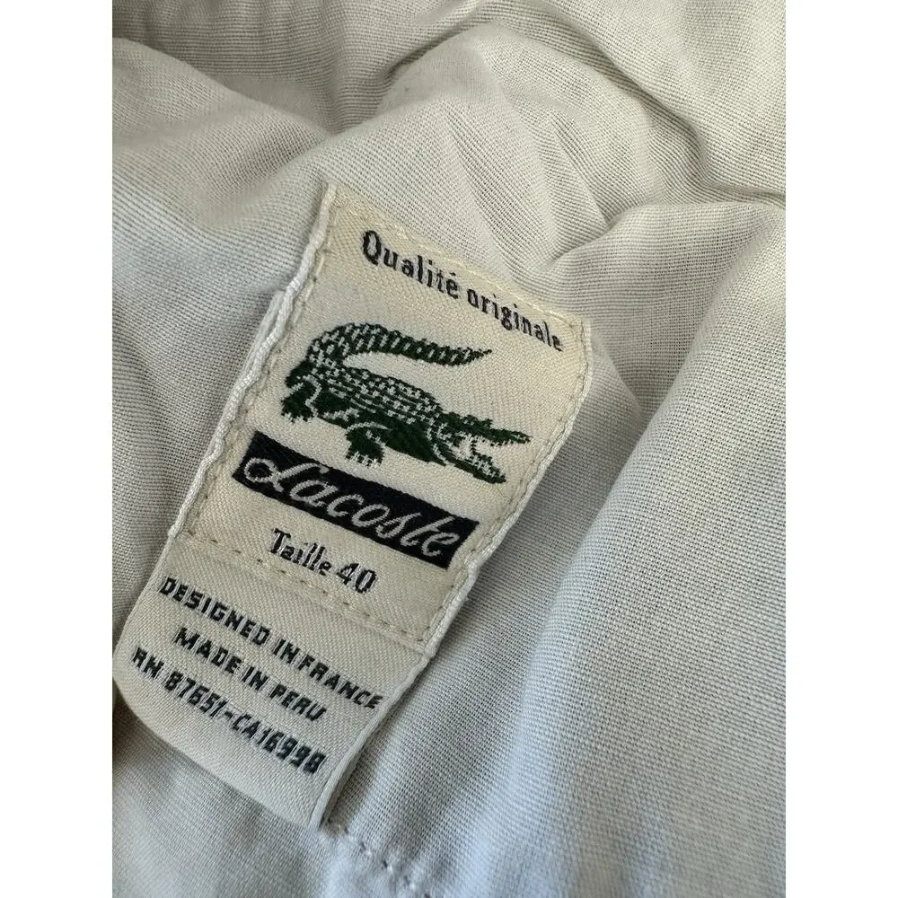 Lacoste Beige Chino Pants Men's 40 Regular Straight Twill Cotton Flat Front